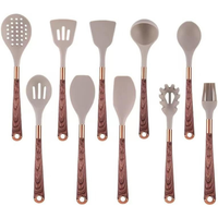 Cooking Set Silicone Utensils 10 Pieces Wood Look Modern | Silano