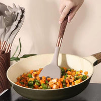 Cooking Set Silicone Utensils 10 Pieces Wood Look Modern | Silano