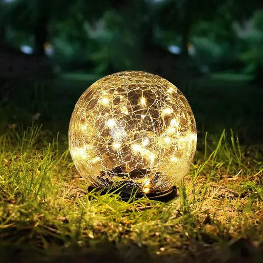 Cracked Glass Solar Garden Globe Light LED | Solora