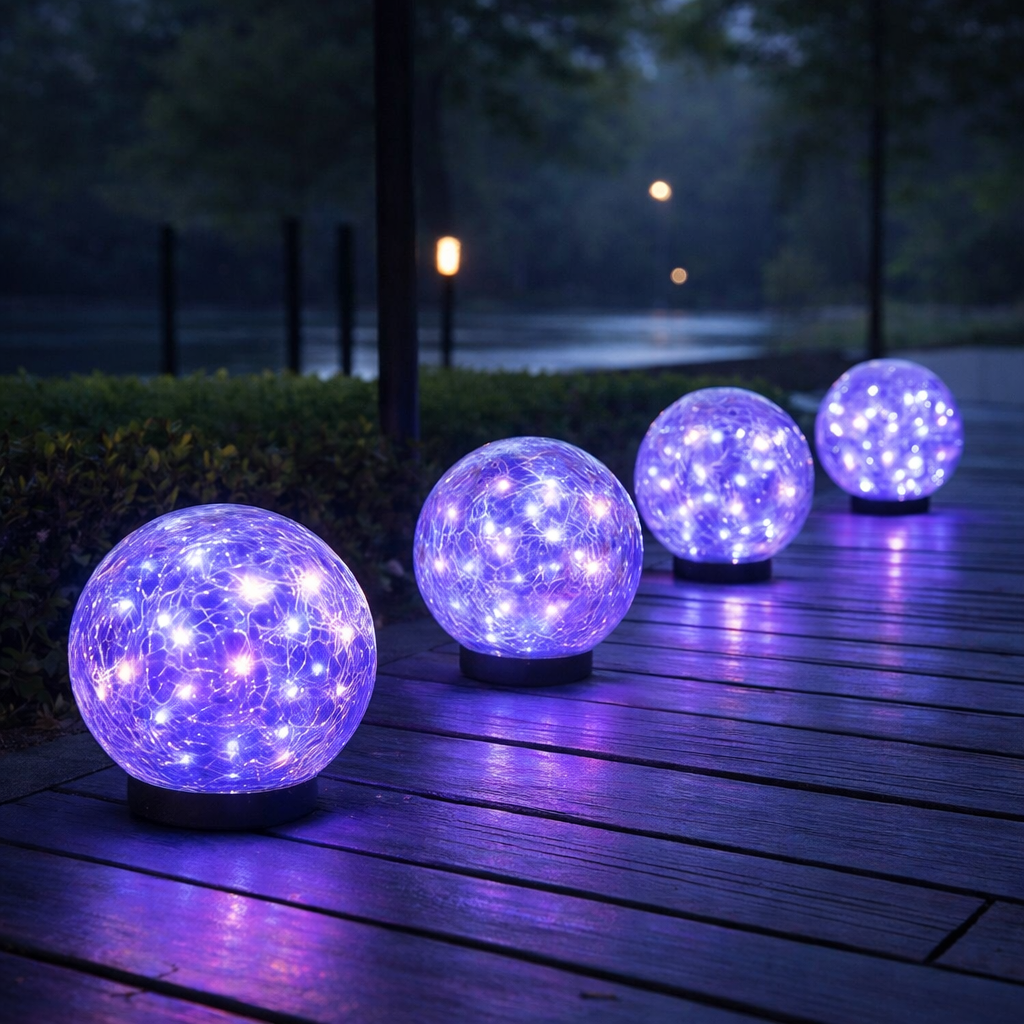 Cracked Glass Solar Garden Globe Light LED | Solora
