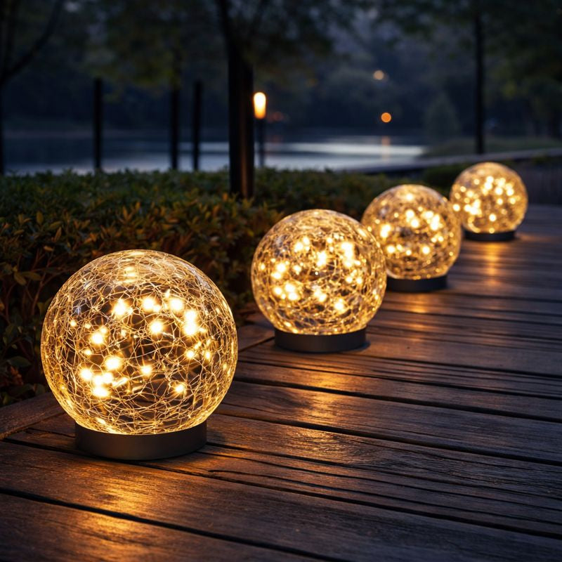 Cracked Glass Solar Garden Globe Light LED | Solora