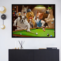 Dogs Playing Billiards Canvas Print Modern Art | Waltan