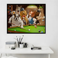Dogs Playing Billiards Canvas Print Modern Art | Waltan