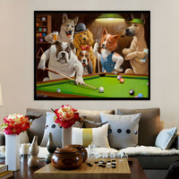 Dogs Playing Billiards Canvas Print Modern Art | Waltan