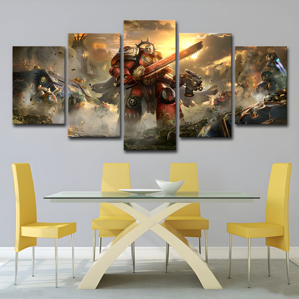 Fantasy 5 Panel Canvas Wall Art Yellow Kids Room | Xavero