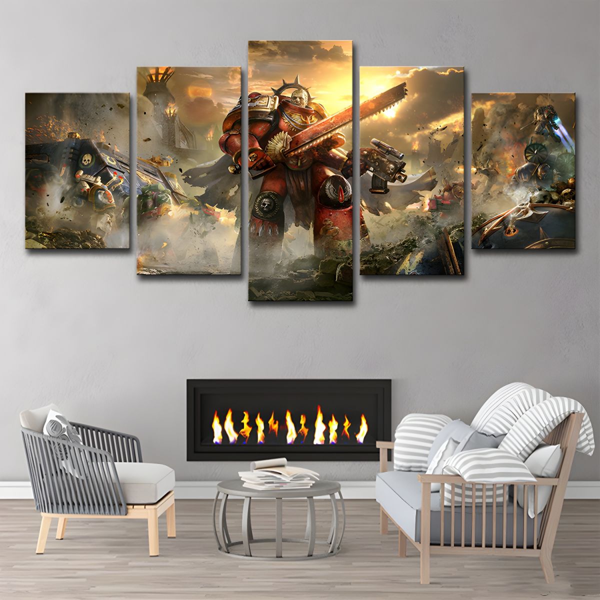 Fantasy 5 Panel Canvas Wall Art Yellow Kids Room | Xavero