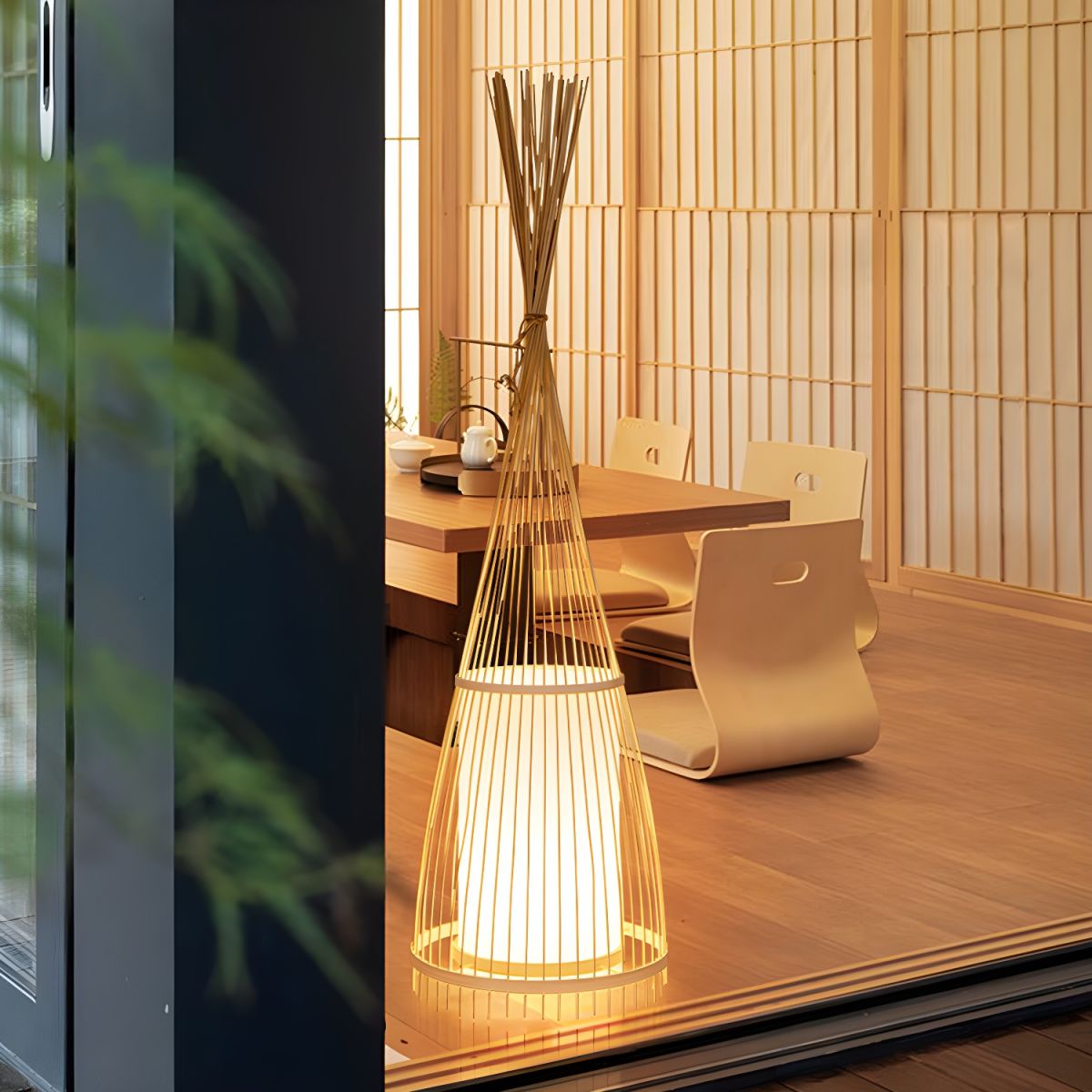 Floor Lamp Bamboo Shade for Ambient Lighting | Revello
