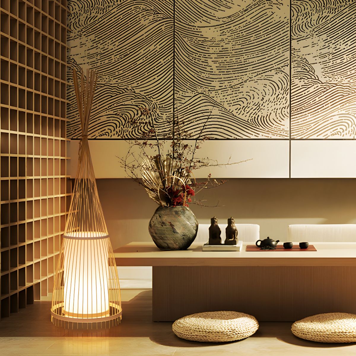 Floor Lamp Bamboo Shade for Ambient Lighting | Revello