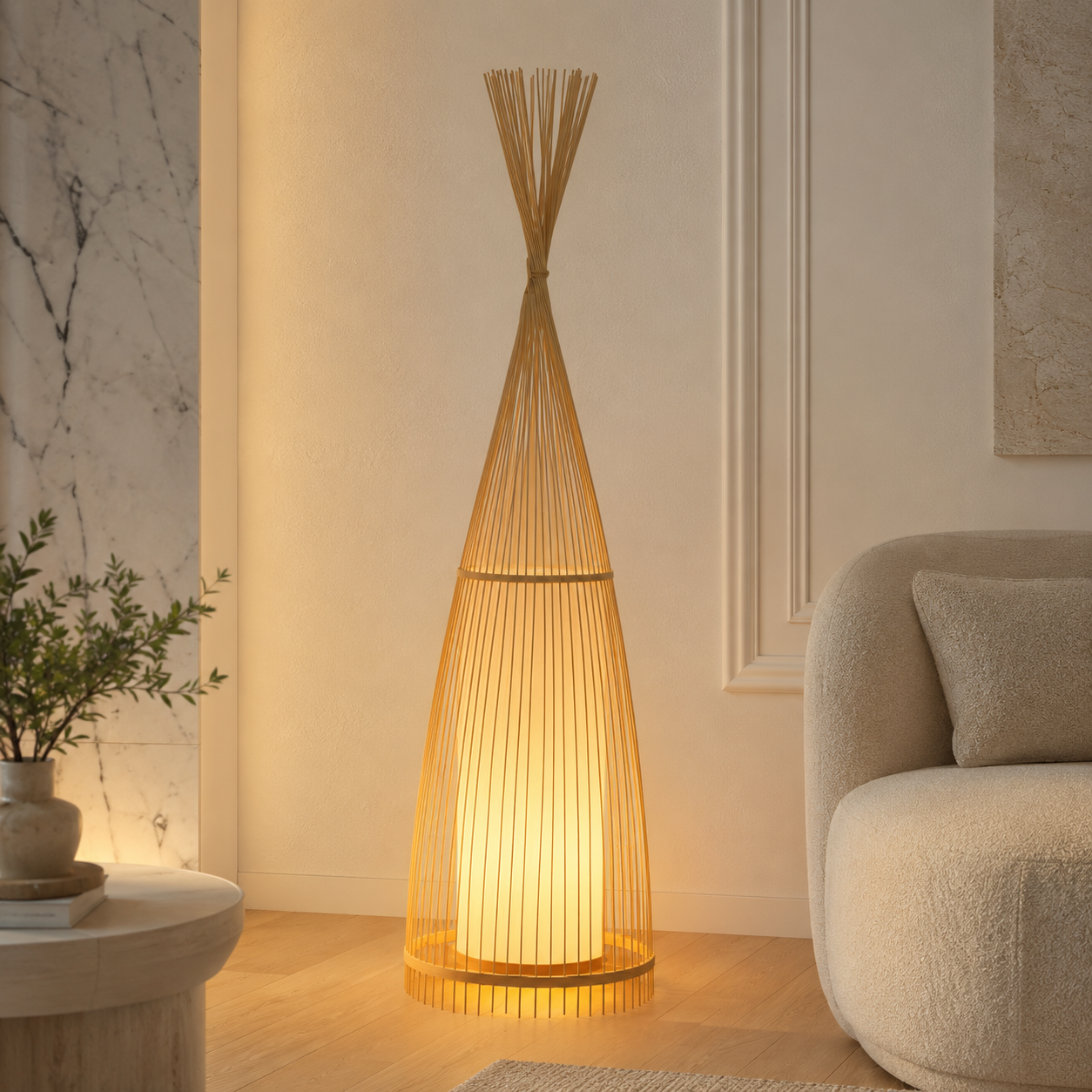 Floor Lamp Bamboo Shade for Ambient Lighting | Revello