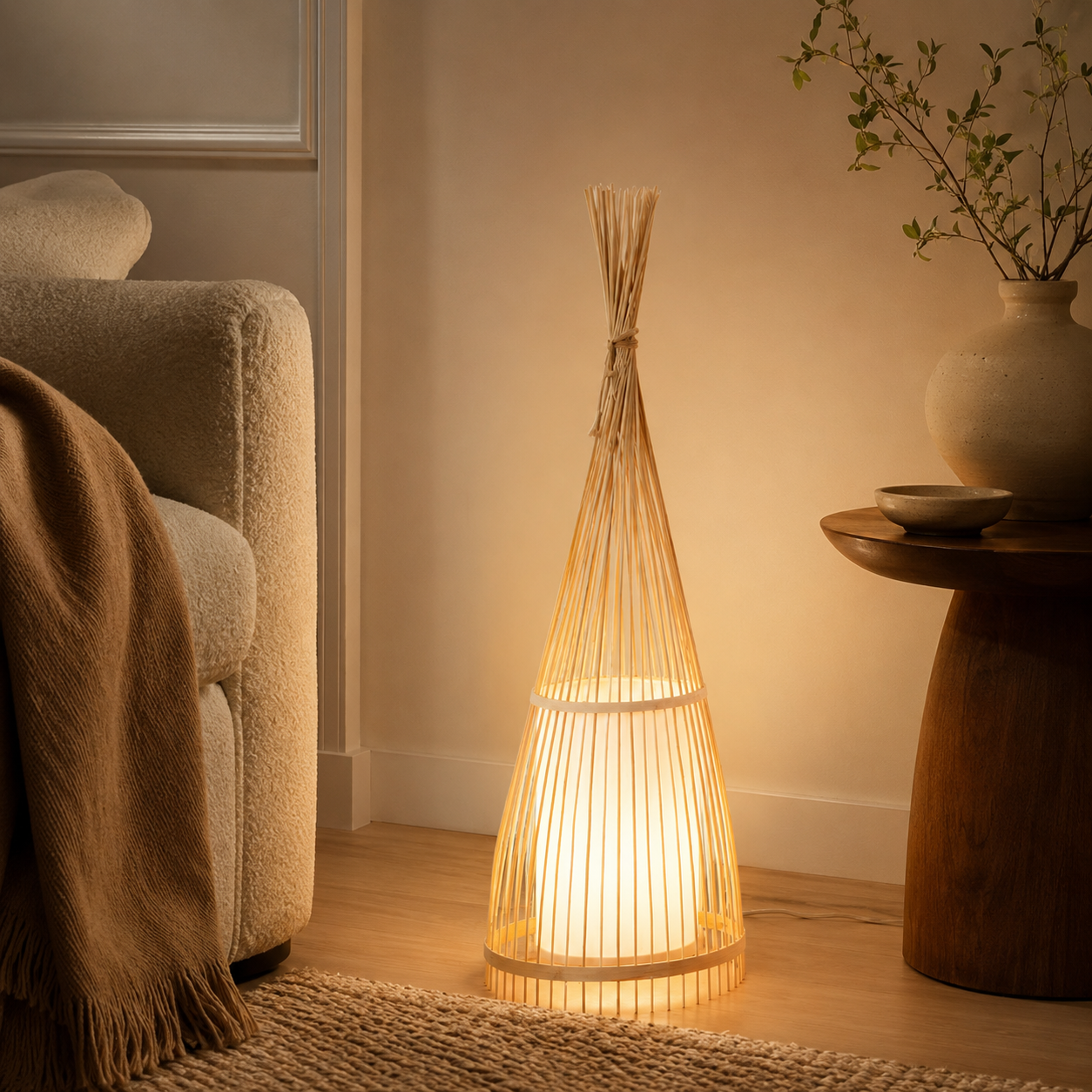 Floor Lamp Bamboo Shade for Ambient Lighting | Revello