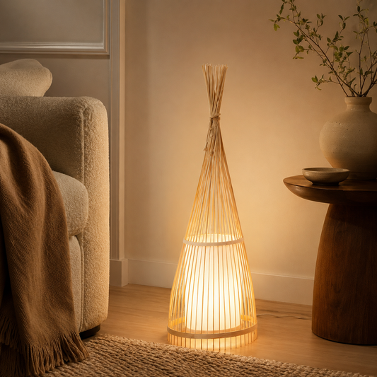 Floor Lamp Bamboo Shade for Ambient Lighting | Revello