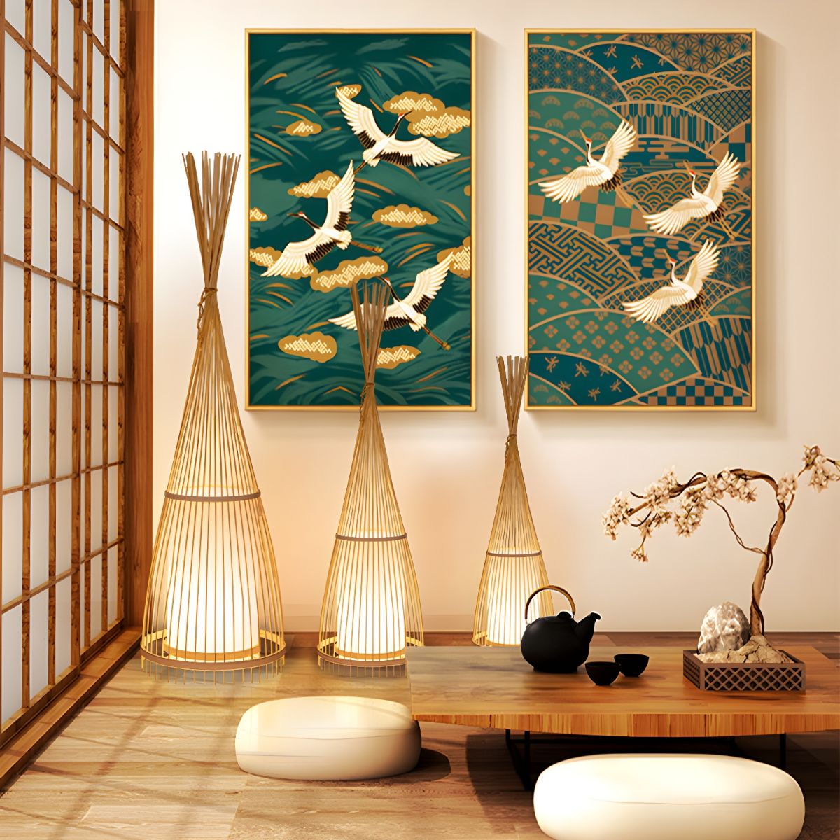 Floor Lamp Bamboo Shade for Ambient Lighting | Revello