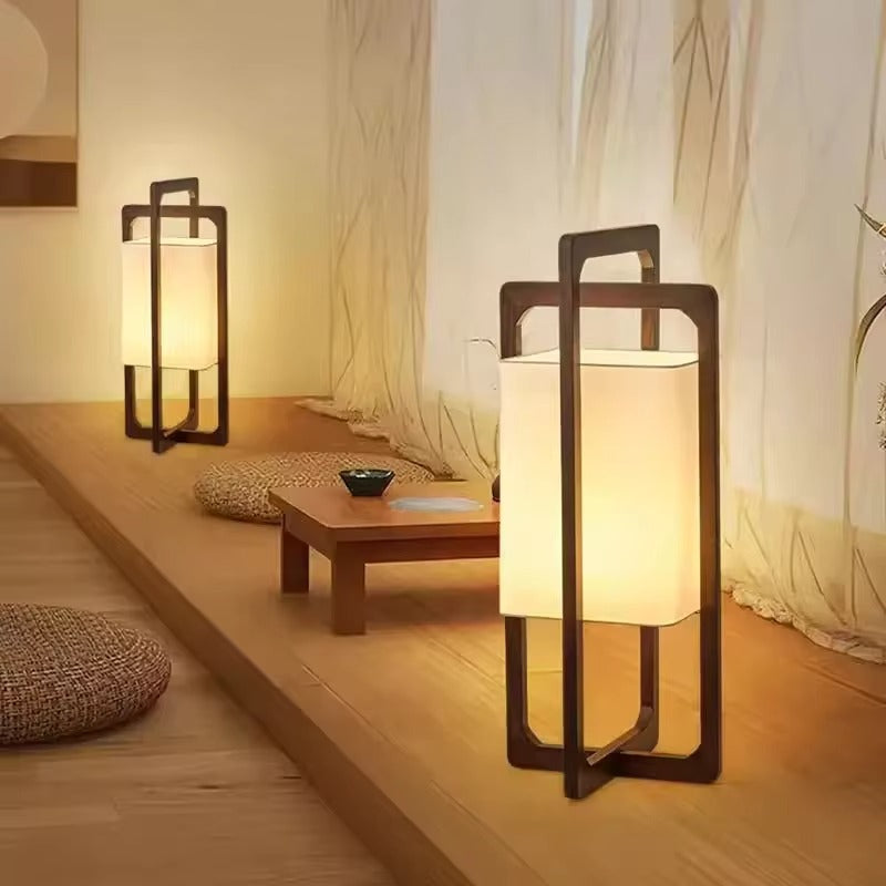 Floor Lamp Bamboo Wood with Fabric Shade Japan Style | Wabira