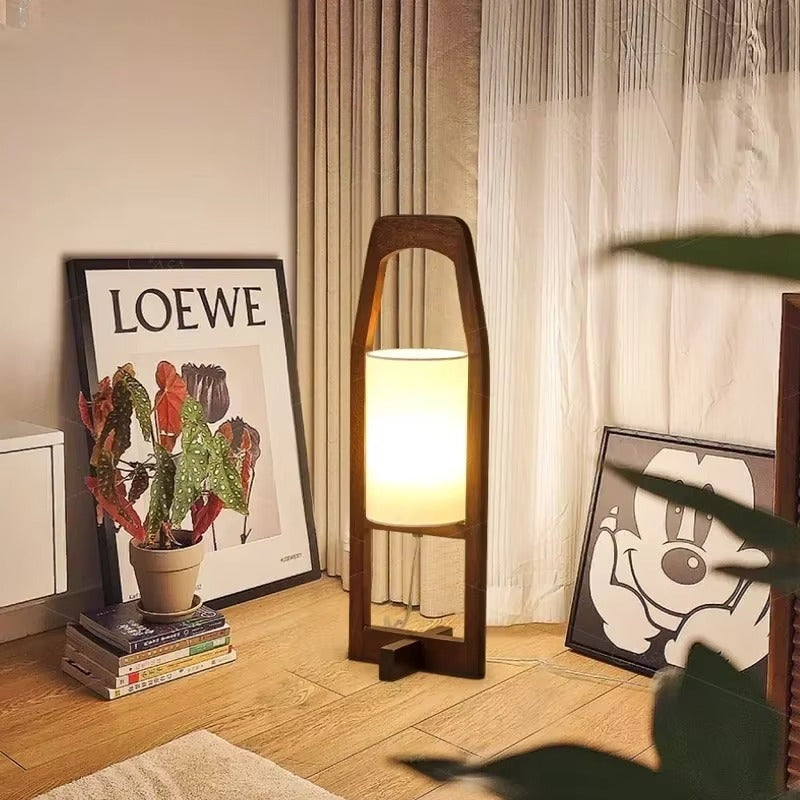 Floor Lamp Bamboo Wood with Fabric Shade Japan Style | Wabira