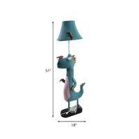 Floor Lamp Blue Fabric Shade Kids Dinosaur Design | Dinolux