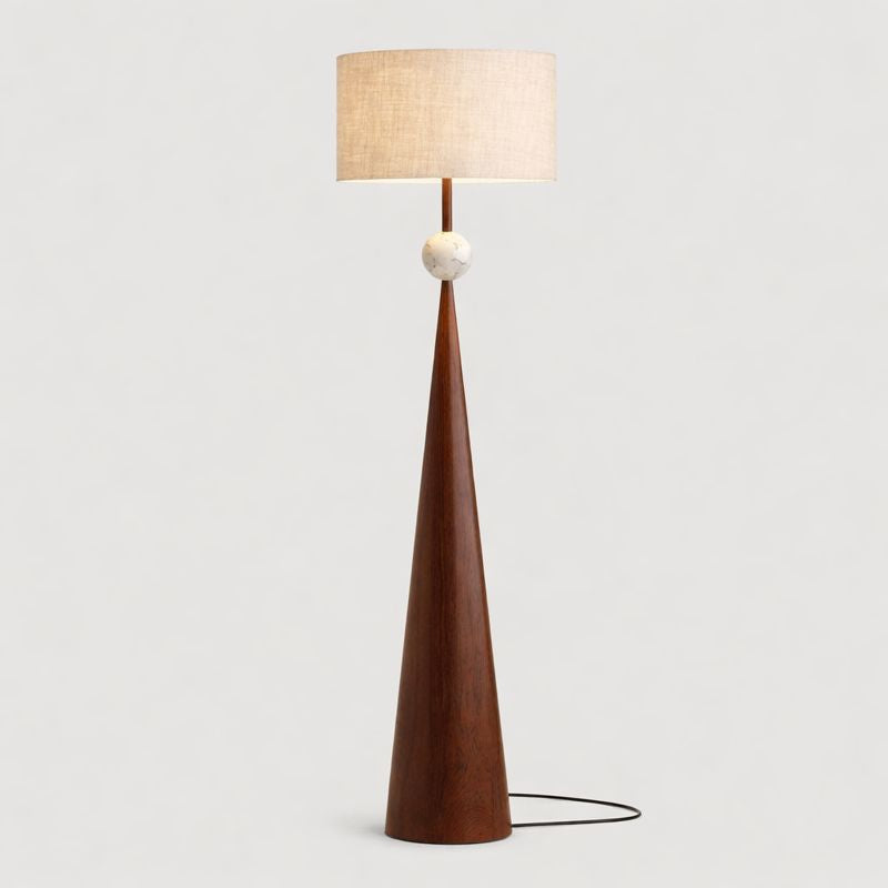 Floor Lamp Cream Fabric Shade Modern Interior Lighting | Mordane