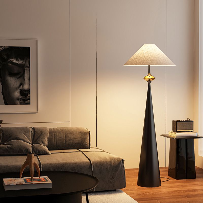 Floor Lamp Cream Fabric Shade Modern Interior Lighting | Mordane