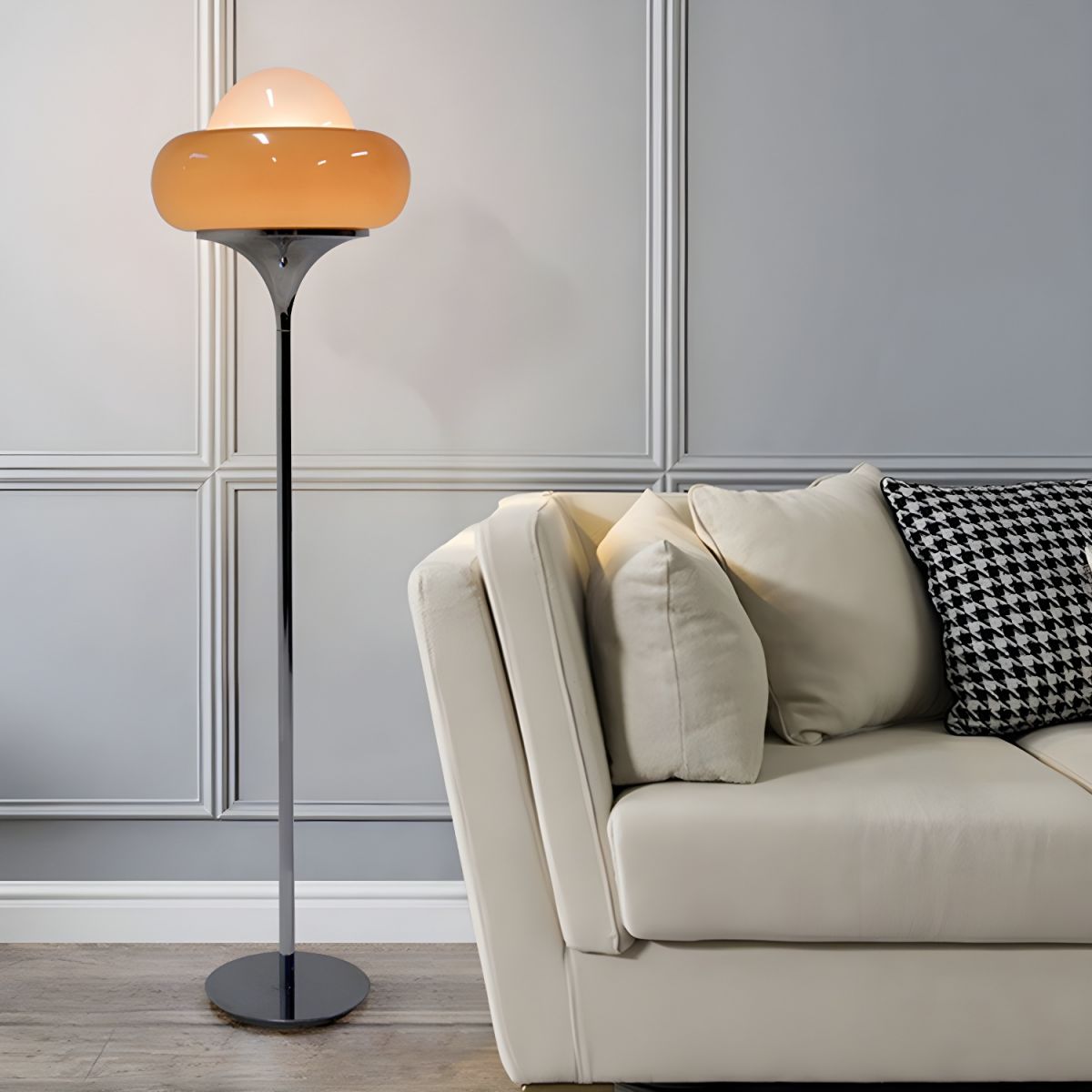 Floor Lamp Glass Shade Modern Standing Light | Oravon
