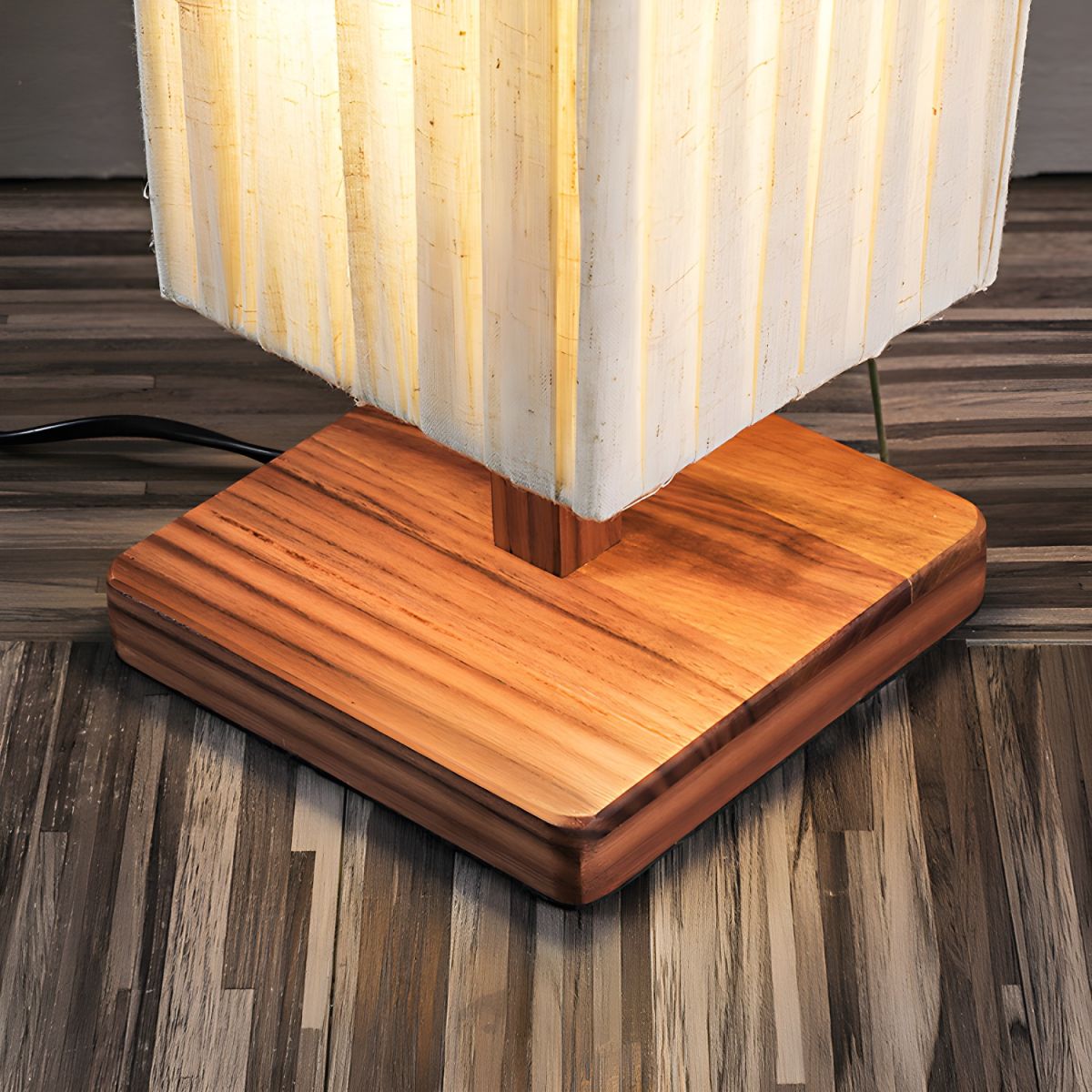 Floor Lamp LED Wood Column with Fabric Shade Modern | Lapora