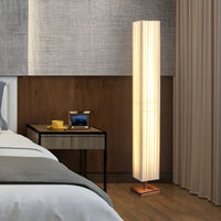 Floor Lamp LED Wood Column with Fabric Shade Modern | Lapora