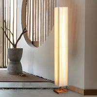 Floor Lamp LED Wood Column with Fabric Shade Modern | Lapora