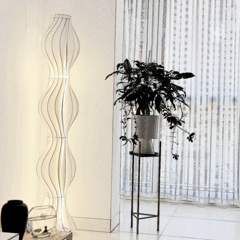 Floor Lamp LED with Pleated Shade Modern Interior | Lumeris