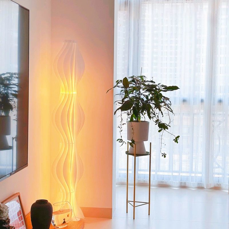 Floor Lamp LED with Pleated Shade Modern Interior | Lumeris