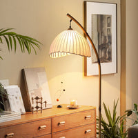 Floor Lamp Metal Arc with Fabric Shade Modern Lighting | Woodio