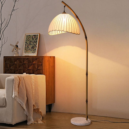 Floor Lamp Metal Arc with Fabric Shade Modern Lighting | Woodio