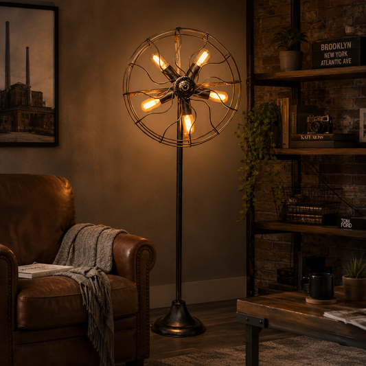 Floor Lamp Metal Fan Cage Industrial Loft Design | Ventaro