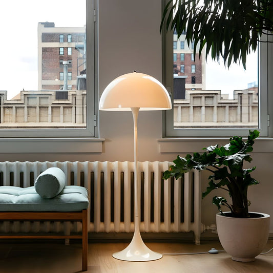 Floor Lamp Metal with White Dome Shade Modern Interior | Narvila