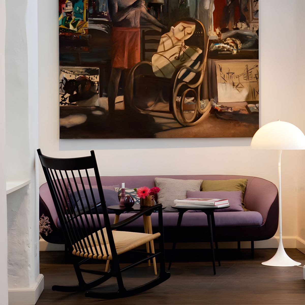 Floor Lamp Metal with White Dome Shade Modern Interior | Narvila