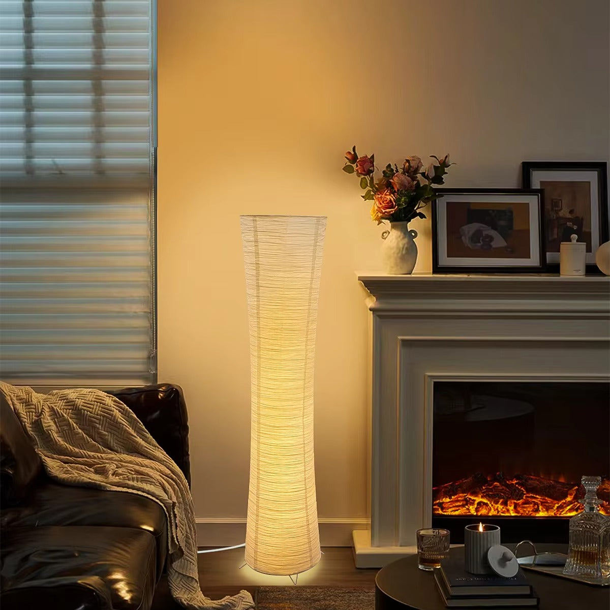 Floor Lamp Paper Lampshade LED Adjustable Light Minimalist | Rilano