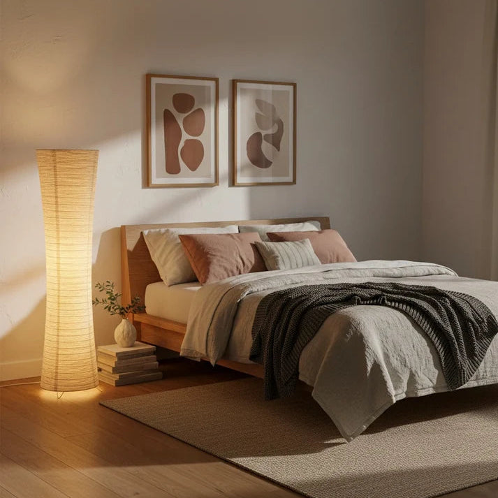 Floor Lamp Paper Lampshade LED Adjustable Light Minimalist | Rilano