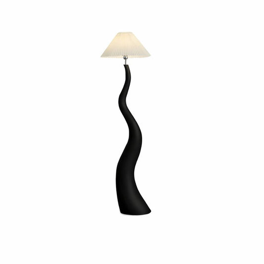 Floor Lamp Resin Base with Pleated Shade Oriental Style | Serpavo