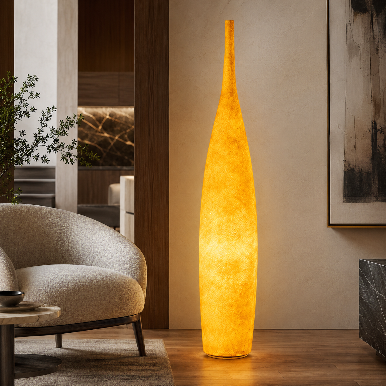 Floor Lamp Resin Shade LED Ambient Light Modern | Macorin