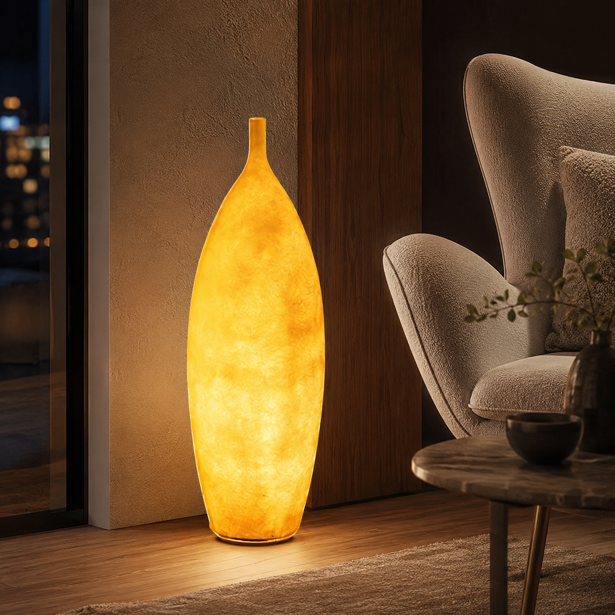 Floor Lamp Resin Shade LED Ambient Light Modern | Macorin