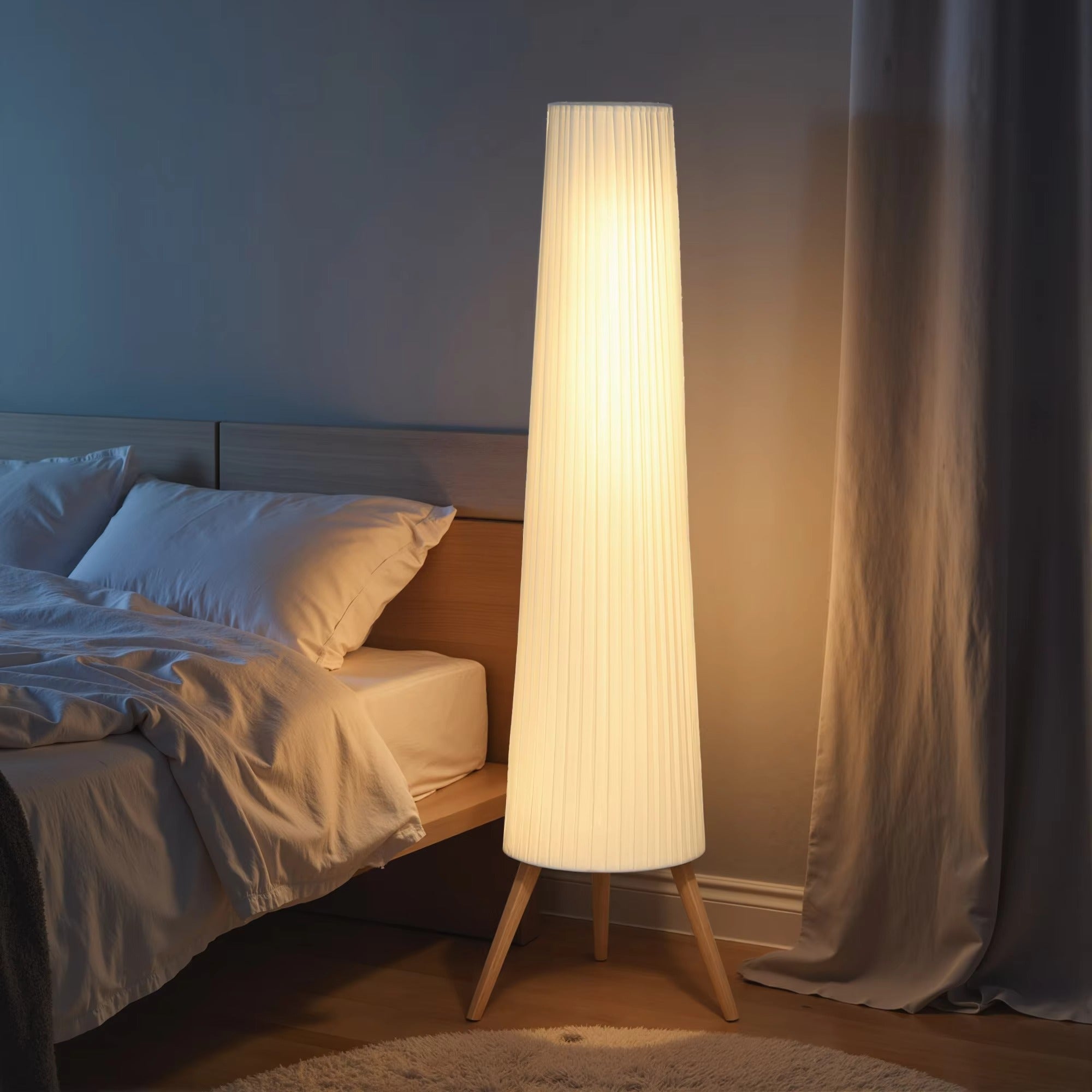 Floor Lamp Tripod Wood Adjustable Brightness Nordic Style | Nardivo