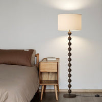 Floor Lamp Walnut Metal with Fabric Shade Modern Interior | Floramp
