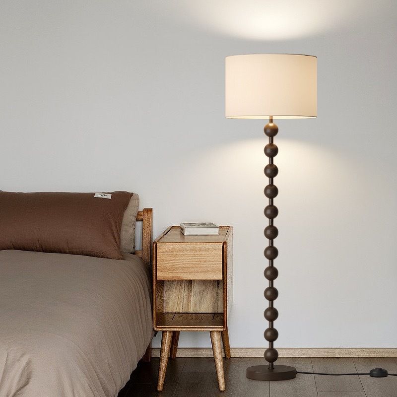 Floor Lamp Walnut Metal with Fabric Shade Modern Interior | Floramp