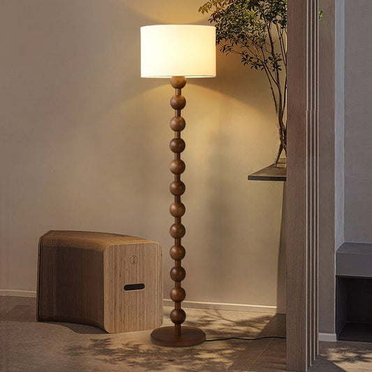 Floor Lamp Walnut Metal with Fabric Shade Modern Interior | Floramp
