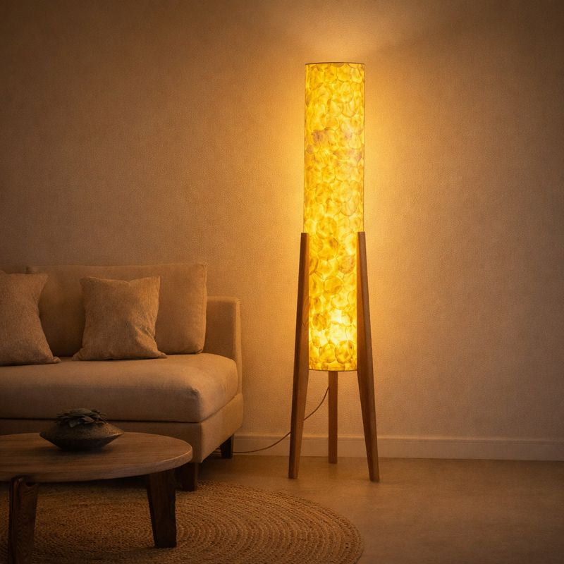 Floor Lamp Walnut Wood Scandinavian Zen Lighting | Wabiro