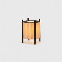 Floor Lamp Wood Grid with Fabric Shade Wabi Sabi Style | Ramiko