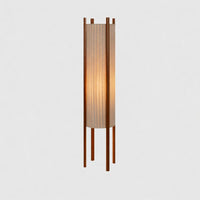Floor Lamp Wood Grid with Fabric Shade Wabi Sabi Style | Ramiko