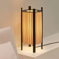 Floor Lamp Wood Grid with Fabric Shade Wabi Sabi Style | Ramiko