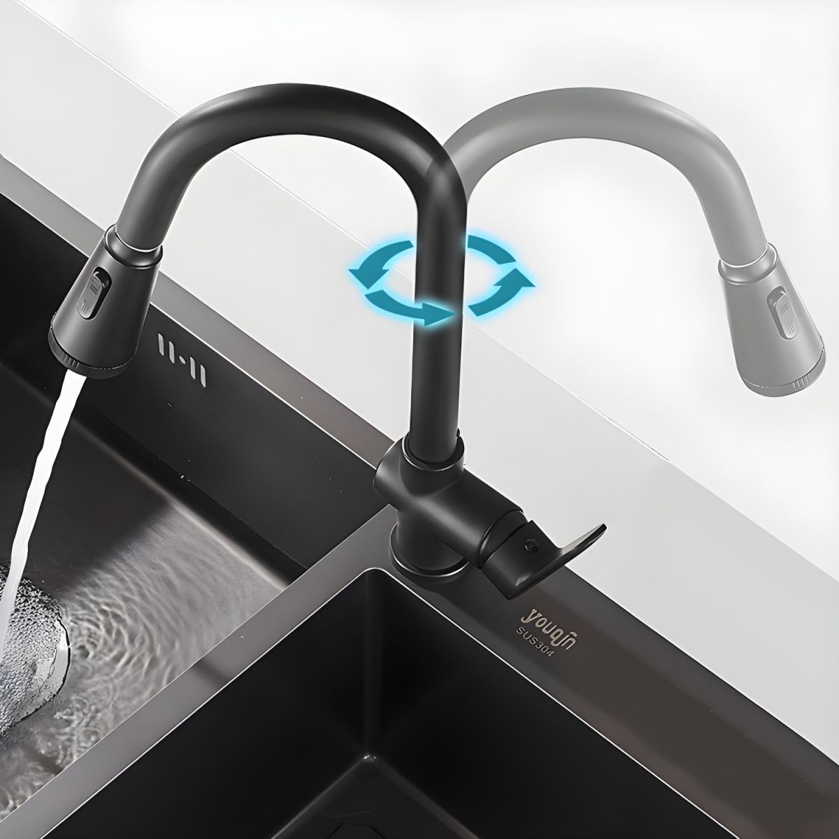 Kitchen Faucet Copper Swivel Spout Modern Design | Tapvora