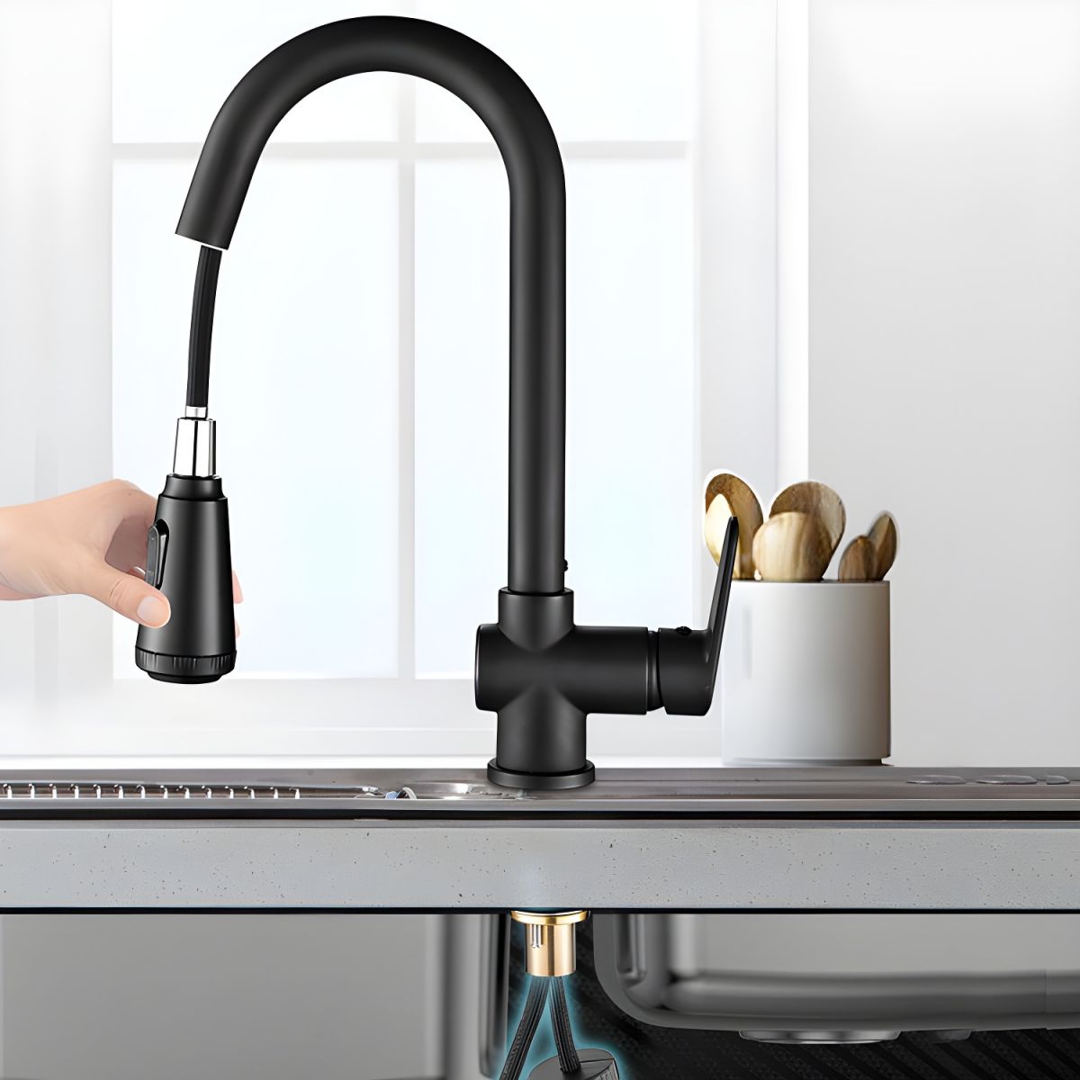 Kitchen Faucet Copper Swivel Spout Modern Design | Tapvora
