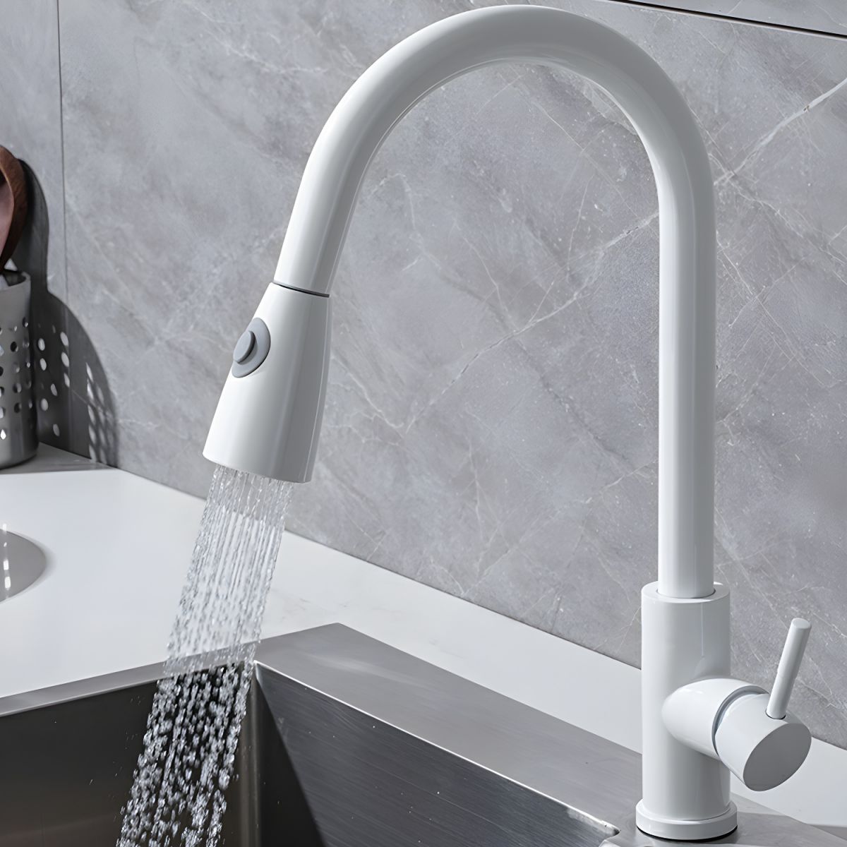 Kitchen Faucet Pull Spray High Arch Swivel Modern | Aquviro