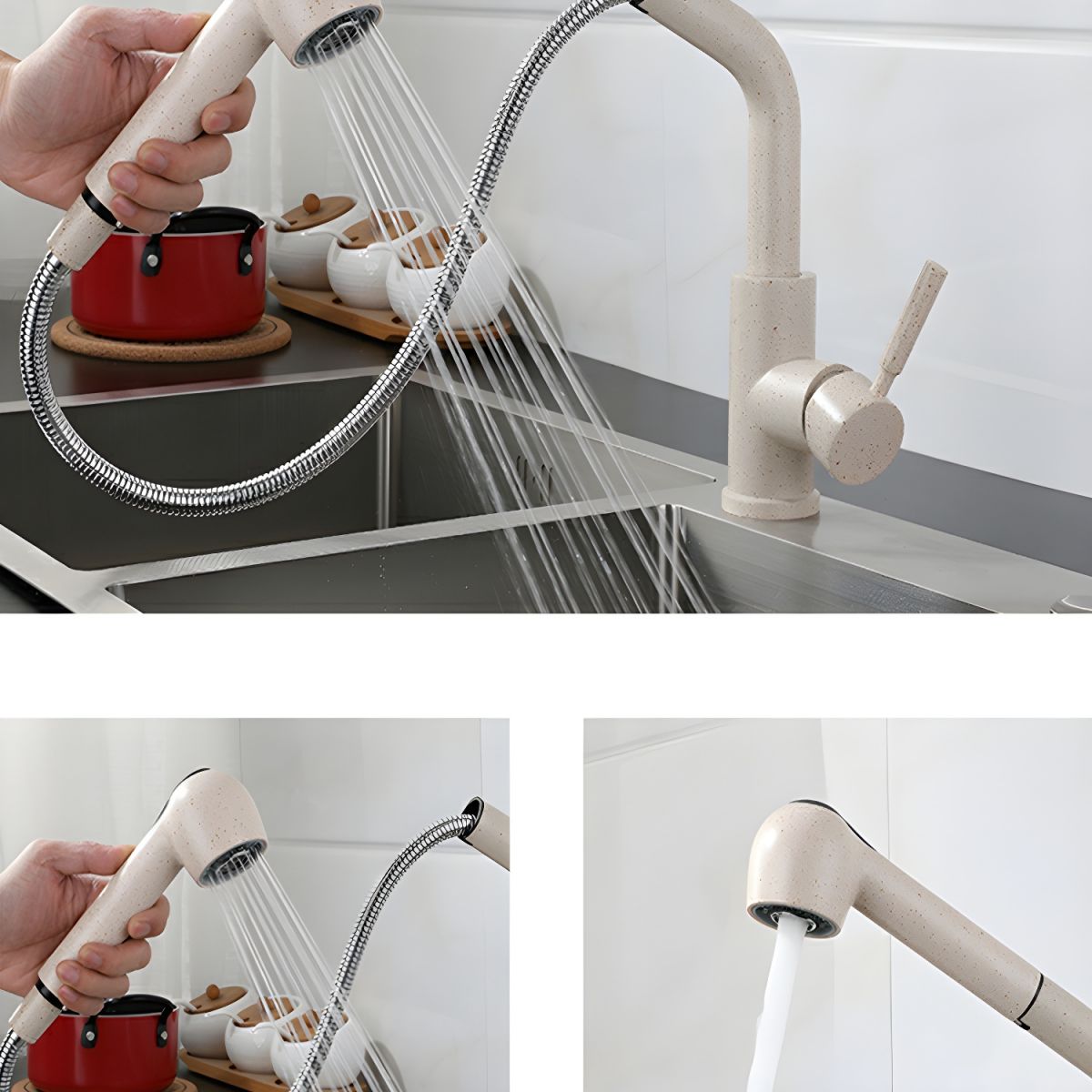 Kitchen Faucet Pull Spray High Arch Swivel Modern | Aquviro