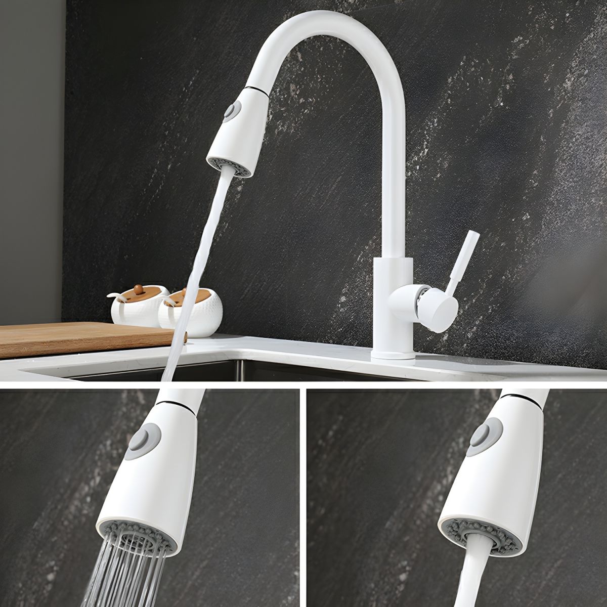 Kitchen Faucet Pull Spray High Arch Swivel Modern | Aquviro